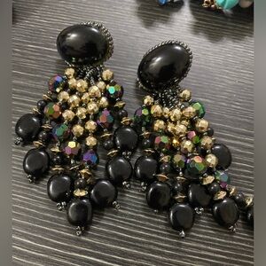 Elegant Black and Gold Beaded Earrings